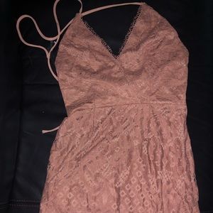 Brown Halter Lace Dress